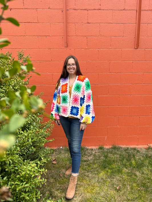 Flora Granny Square Cardigan - Crop