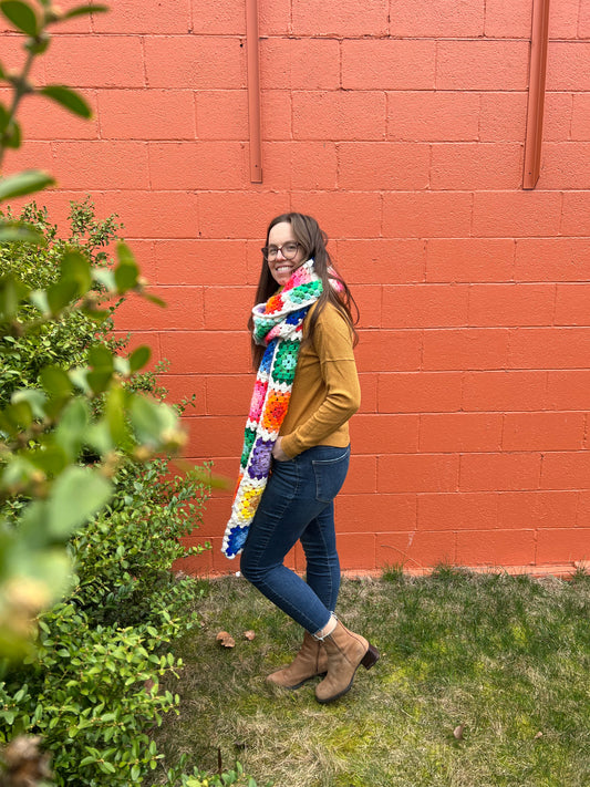 Flora Granny Square Chunky Scarf